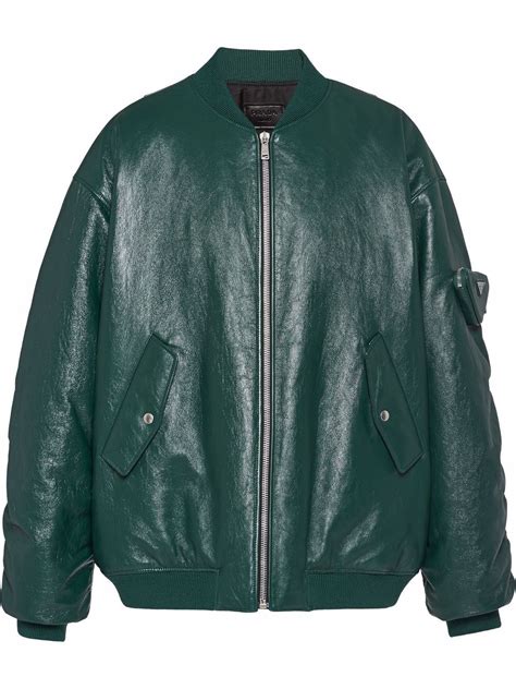 prada green bomber jacket|Prada nappa bomber jacket.